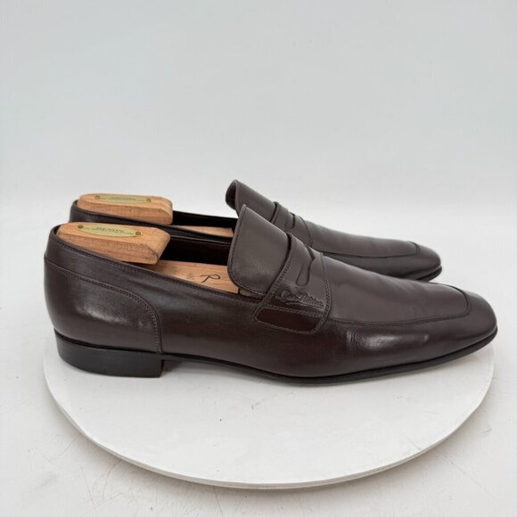 Louis Vuitton Men Size UK 8.5 US 9.5 Brown Leather Penny Loafer Dress Shoes - Picture 4 of 14